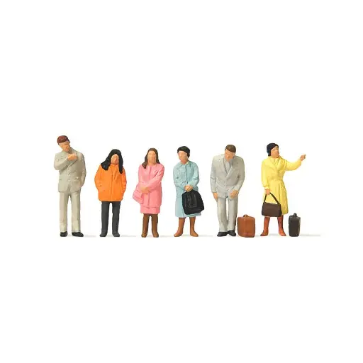 [PR14121] lot de 6 personnages qui attendent debout PREISER 14121 HO 1/87