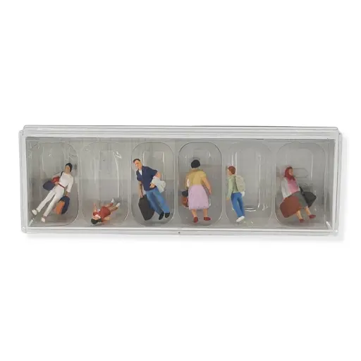 [PR10784] Lot de 6 voyageurs avec bagages PREISER 10784 - HO : 1/87