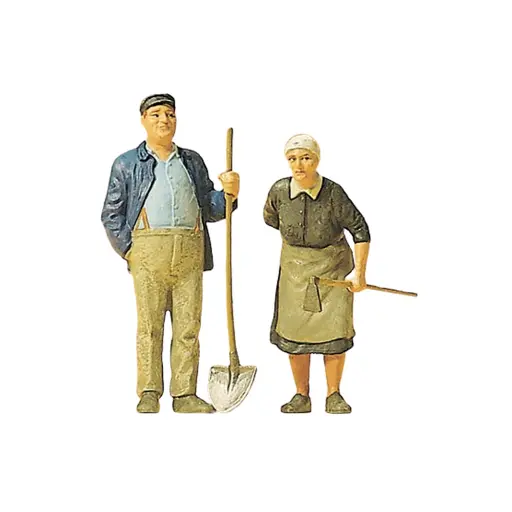 [PR45071] Lot de 2 personnages fermier et fermière Preiser 45071 - G : 1/22.5