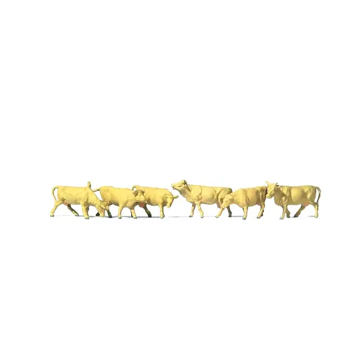 [PR79229] Lot de 6 vaches Brunes PREISER 79229 N 1/160