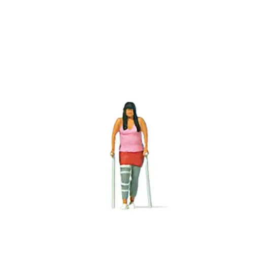 [PR28216] Femme en béquilles avec attèle genou PREISER 28216 - HO 1/87