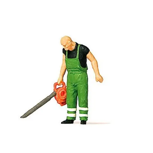 [PR28188] Un souffleur de feuilles avec son souffleur PREISER 28188 - HO 1/87