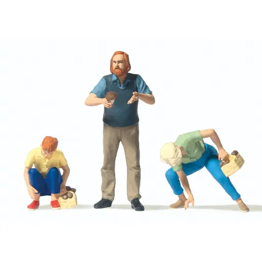 [PR44941] Lot de 3 personnages - cueilleurs de champignons - Preiser 44941 - G : 1/22.5