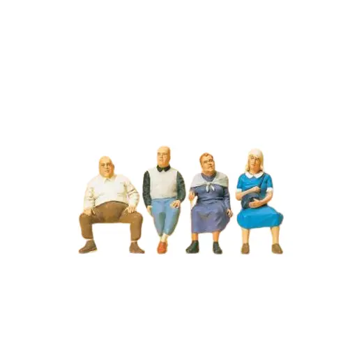 [PR65351] Lot de 4 voyageurs assis - Preiser 65351 - 1/43