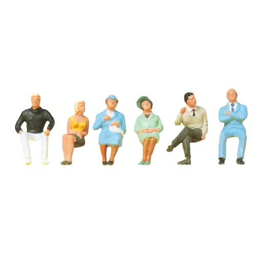 [PR68209] 6 figurines assises Preiser 68209 - 1:50 & O 1:43 - Peintes
