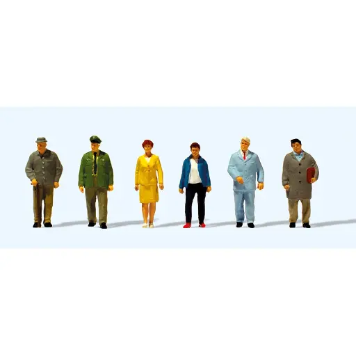 [PR10768] Lot de 5 passants et 1 policier - Preiser 10768 - HO 1/87