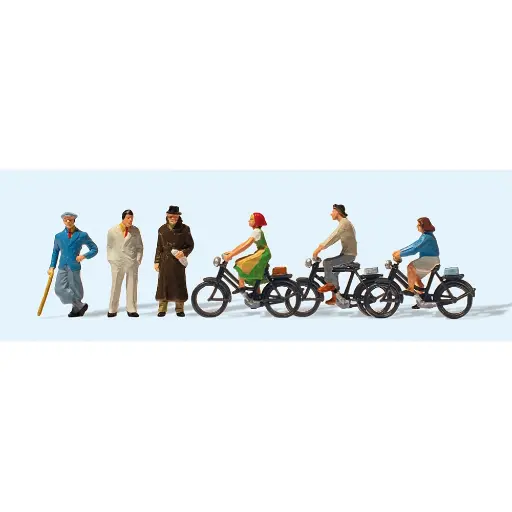 [PR12484] Passants et cyclistes - Preiser 12484 - HO 1/87