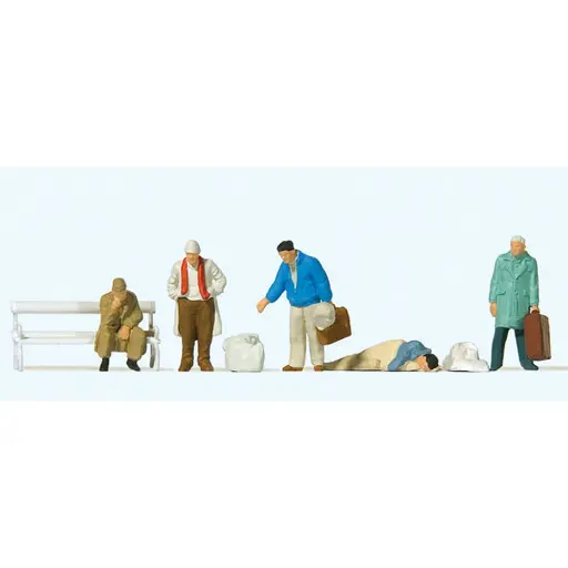 [PR14119] Lot de 5 voyageurs en gare - Preiser 14119 - HO 1/87