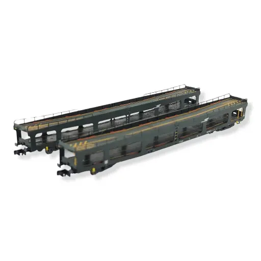 [HN4347] Set 2 wagons porte-auto DEV66 vert Logo casquette Arnold HN4347 - N 1/160 - EP V