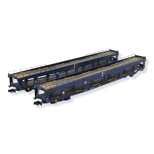 [HN4349] Set 2 wagons porte-auto DEV66 bleus Arnold HN4349 SNCB - N 1/160 - EP IV-V