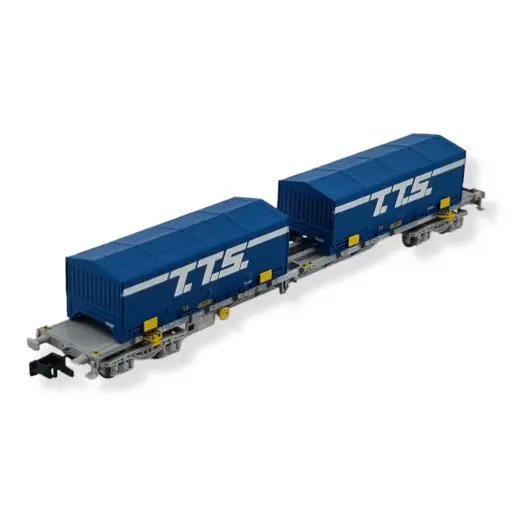 [HN6582] Wagon porte-conteneur NOVATRANS "TTS" bleu Arnold HN6582 SNCF - N 1/160 - EP V