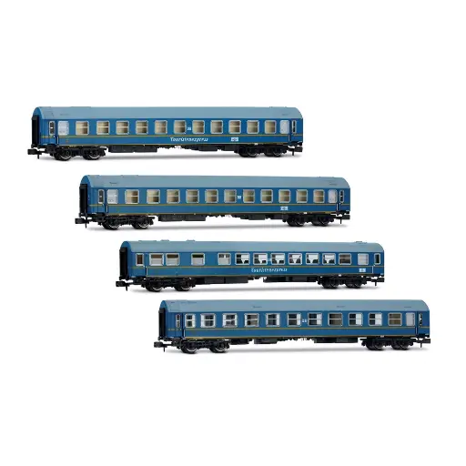 [HN4420] Coffret 4 voitures OSShD Type B « Touristen-Express » livrée bleue - Arnold HN4420 - N 1/160 - DR - Ep III - 2R