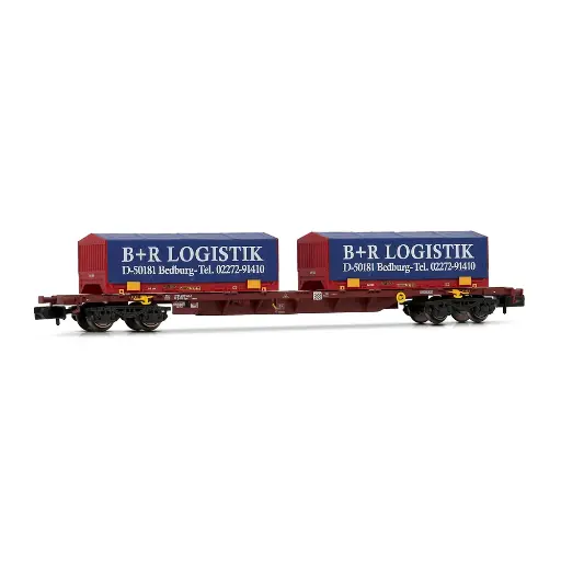 [HN6658] Wagon porte-conteneurs chargé "B+R Logistik Bedburg" - Arnold HN6658 - N 1/160 - Privée - EP V-VI