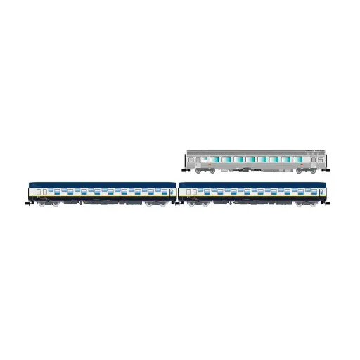 [HN4474] 1 voiture Mistral 69 ex TEE et 2 voitures couchettes - Arnold HN4474 - N 1/160 - SNCF - Ep IV - 2R