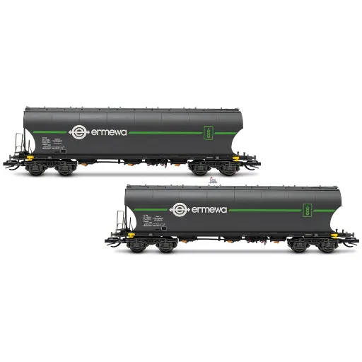 [HN9764] Lot de 2 wagons-silos à grains « Ermewa » - Arnold HN9764 - TT 1/120 - EP VI