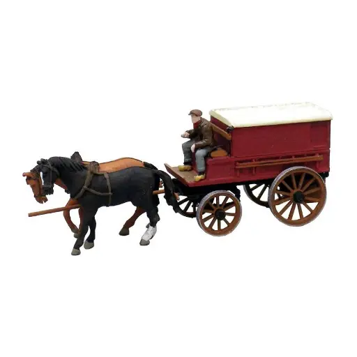 [AR387.64] Charrette de Fermier + 2 Chevaux - Artitec f- HO : 1/87