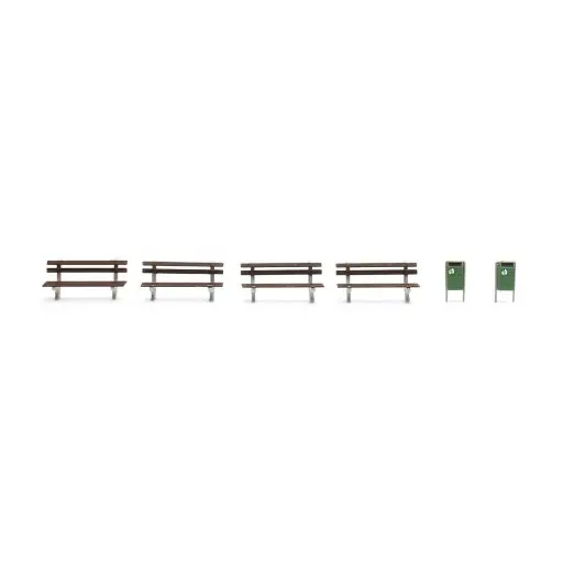 [AR387.244] Bancs de parc avec poubelles - HO 1/87 - Artitec 387.244