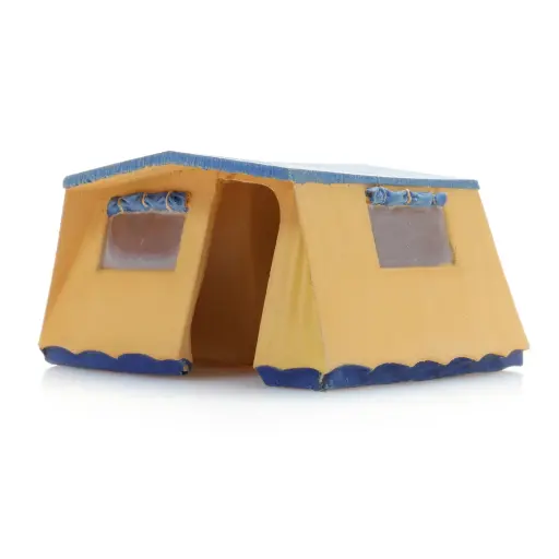 [AR387.566] Une tente bungalow en toile beige et bleu - Artitec 387.566 - HO 1/87