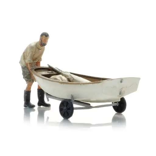 [AR387.582] Voilier avec remorque et 1 figurine - Artitec AR387.582 - HO 1/87