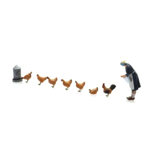 [AR387.514] Fermière avec 6 poulets - Artitec AR387.514 - HO 1/87