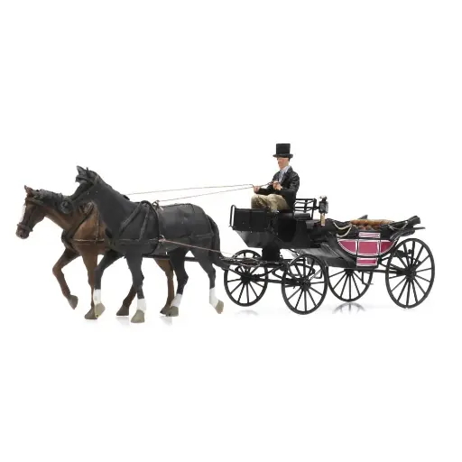 [AR387.423] Voiture Landau ouverte avec cheval et cocher - Artitec AR387.423 - HO 1/87