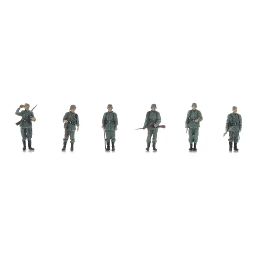 [AR5870066] Lot de 6 personnages Infanterie de la Wehrmacht en attente de transport - Artitec 5870066 - HO 1/87