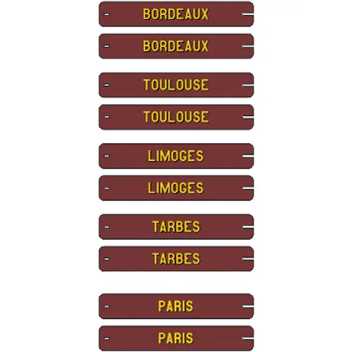 [REXB020] Set de 10 plaques itinéraires voitures postales SUD-OUEST