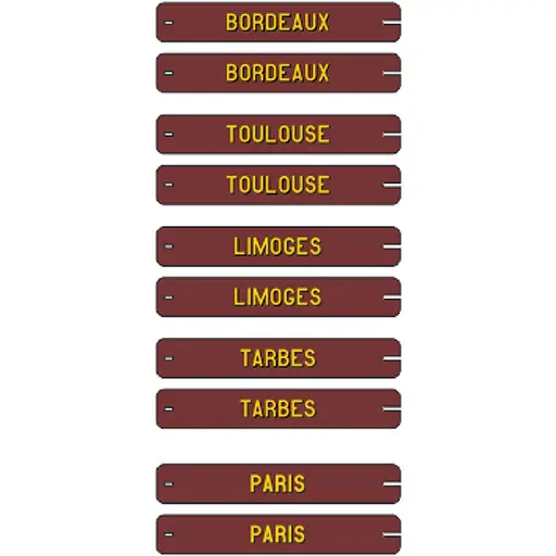 [REXB026] Set de 10 plaques délavées itinéraires voitures postales SUD-OUEST