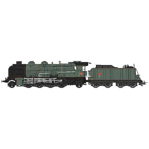 [REMB051] Locomotive à vapeur 141 E 388 livrée verte du dépôt de Clermont - REE Modèles BM 051 - HO 1/87