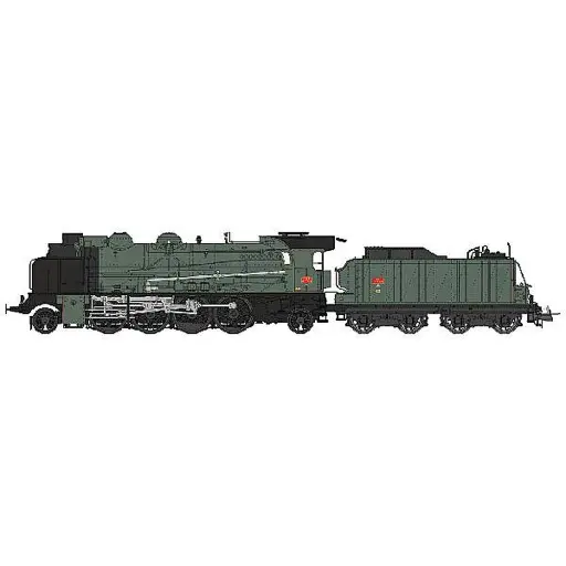 [REMB054] Locomotive à vapeur 141 F 299 livrée verte du dépôt de Montluçon