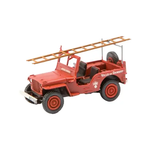 [RECB090] Jeep de Pompier "Damery" avec échelle - REE MODÈLES CB-090 - HO 1/87