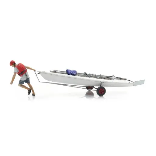 [AR387.595] Voilier Laser sur remorque + figurine - AR387.595 - H0 1:87