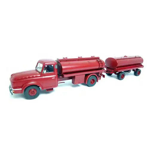 [RECB070] Camion Willeme Citerne à vin + remorque rouge - REE MODÈLES CB-070 - HO 1/87