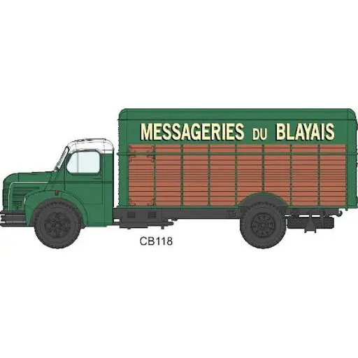 [RECB118] Camion Berliet GLC 6 Fourgon Bois MESSAGERIE DU BLAYAIS - REE MODELES CB118 - HO : 1/87