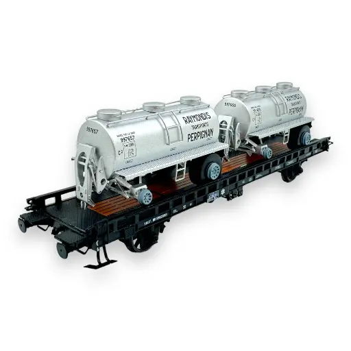 [REWB615] Wagon UFR Bi-Porteur et Remorques RAYMONDI - REE MODELES WB615 - HO : 1/87 - EP. III