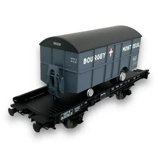 [REWB647] Wagon UFR Mono-Porteur + Remorque Fourgon "BOURGEY" - REE Modeles WB647 - HO 1/87