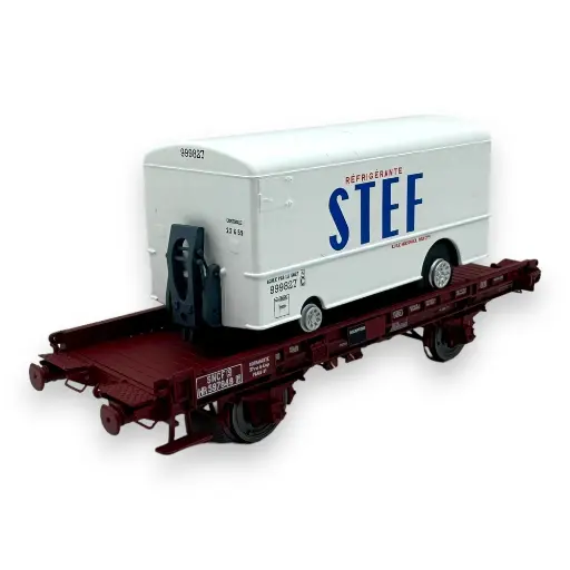 [REWB650] Wagon UFR mono-porteur + fourgon frigo "STEF" - Ree Modèles WB-650 - HO 1/87 - SNCF - Ep III - 2R
