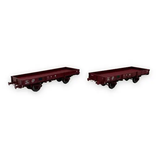 [REWB607] Set 2 Wagons Plats OCEM 29 REE Modèles WB607 Jho - HO 1/87 - SNCF - EP III