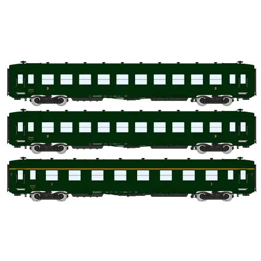 [REVB389] Set de 3 voitures DEV AO-B10 U52-U53 REE MODELES VB389 - SNCF - Ep III