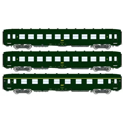 [REVB392] Set de 3 voitures DEV AO-B10 U52-U53 - REE MODELES VB392 - SNCF - Ep IV
