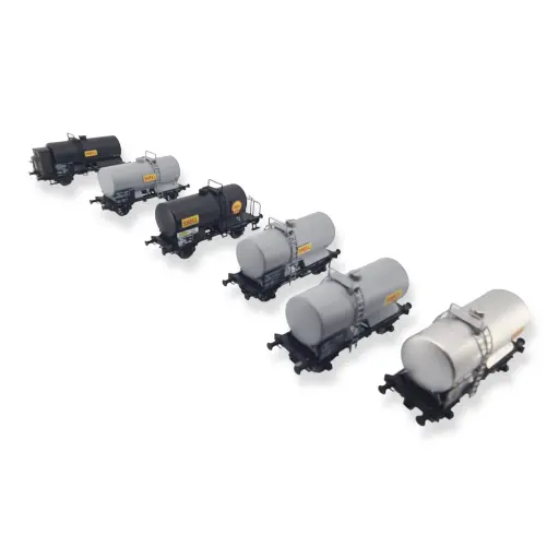 [REWB722] Set de 6 wagons citernes OCEM SHELL - Ree Modèles WB-722 - HO 1/87 - SNCF - Ep III