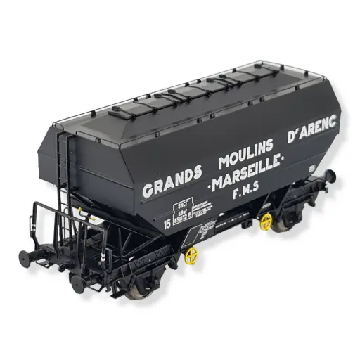 [REWB726] Wagon céréalier Grands Moulins d'Arenc noir - REE MODELES WB726 SNCF HO 1/87