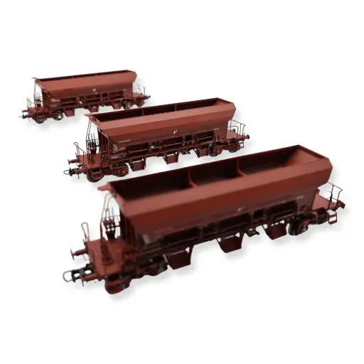 [REWB806] Set 3 wagons trémie F70 UAS REE Modèles WB806 - HO 1/87 - SNCF - EP VI