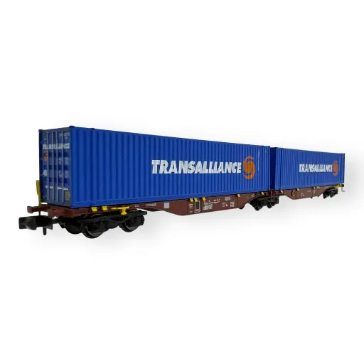 [RENW235] Wagon Sggmrss 90 TOUAX + 2 conteneurs 45’ TRANSALLIANCE - REE MODÈLES NW-235 - N 1/160 - SNCF - VI