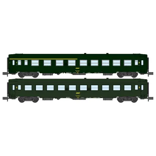 [RENW258] Set 2 voitures voyageurs UIC A4B5 & B10 - REE Modèles NW258 - N 1/160 - SNCF - EP IV