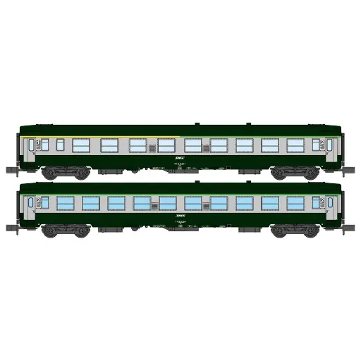 [RENW263] Set 2 voitures voyageurs UIC A4B5 & B10 - REE Modèles NW263 - N 1/160 - SNCF - EP V