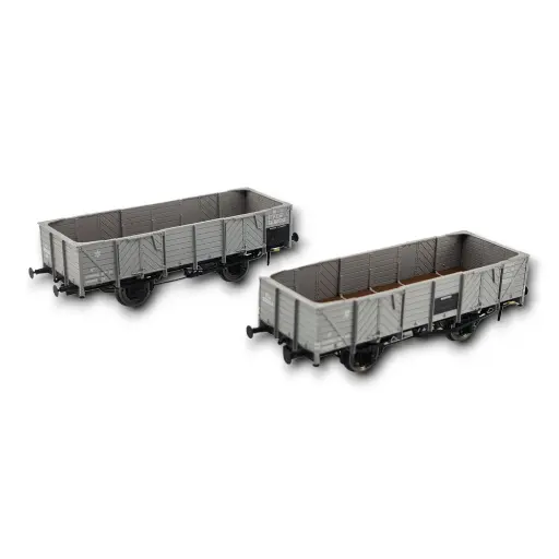 [REWB811] Deux wagons tombereau de la PLM avec 4 portes en bois gris - REE Modèles WB-811, HO 1/87e