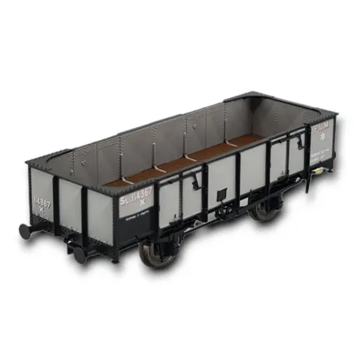 [REWB816] Wagon tombereau tôlé gris, ferrures noires, REE Modèles WB-816, HO 1/87e