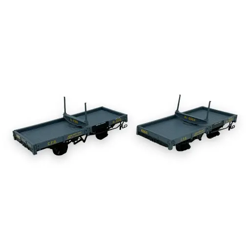 [REVM036] Set 2 wagons plats porte-grumes - Ree Modèles VM-036 - HO/HOe/HOm 1/87 - CFD - Ep III - 2R