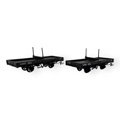 [REVM037] Set 2 wagons plats porte-grumes freinés bruns - Ree Modèles VM037 - HOe/HOm 1/87 - CFC - Ep III - 2R